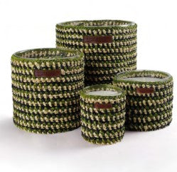 Raphia Mona Dates candle, woven raffia jar, detail