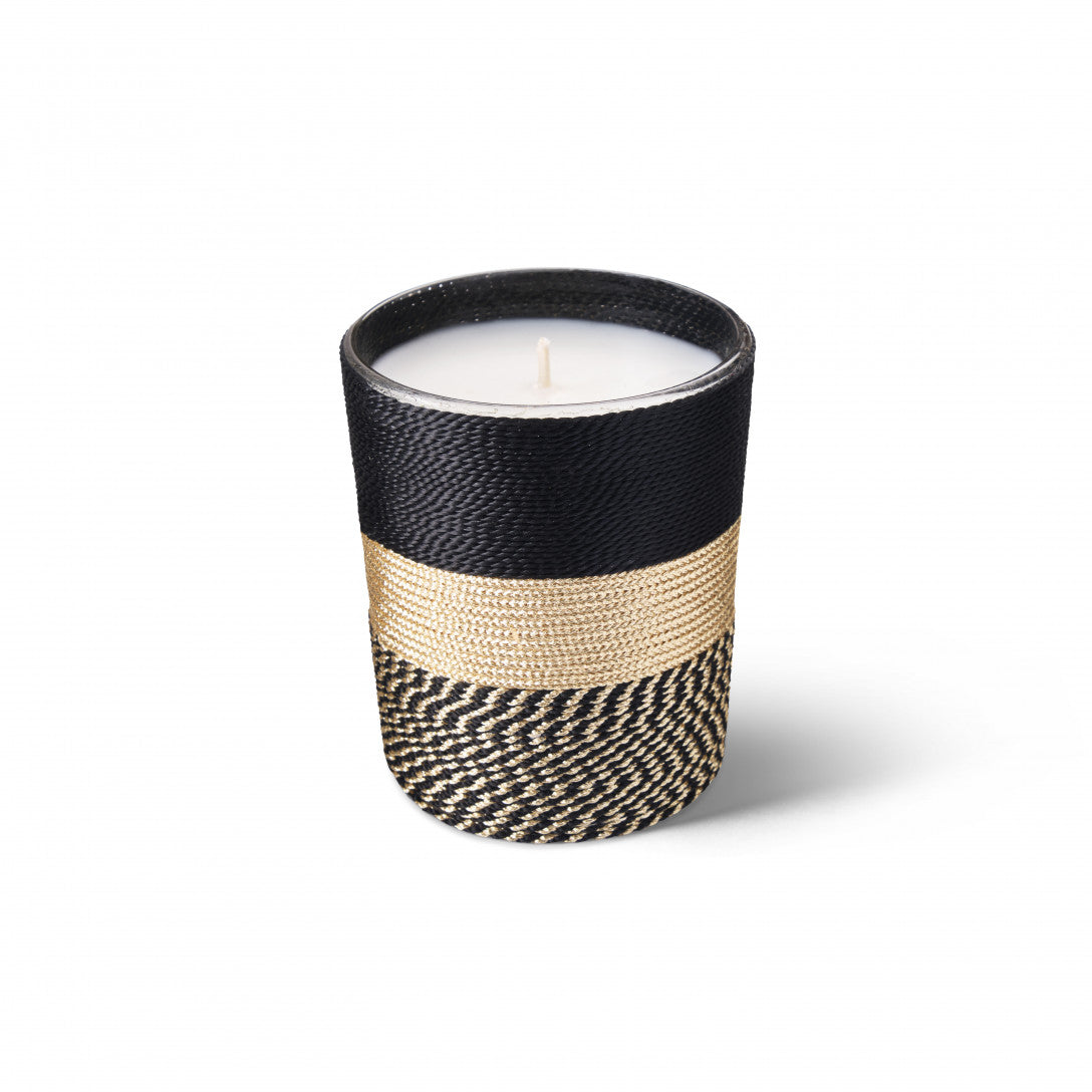 Sabra Nelia small candle, black and gold cactus silk, detail