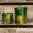 Tamegroute Mint and Tea candle, green-enamel rustic pottery, detail