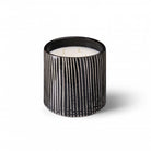 Zebra Mandarin Majorelle candle, striped ceramic pot, styled view