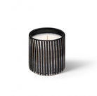 Zebra Mandarin Majorelle small candle, black and white stripes, side view