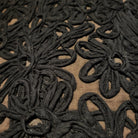 Lyda black cushion with embroidery, cotton, zip close, 30 x 50 cm