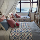Canopy bed with mirrored panels, handmade teak