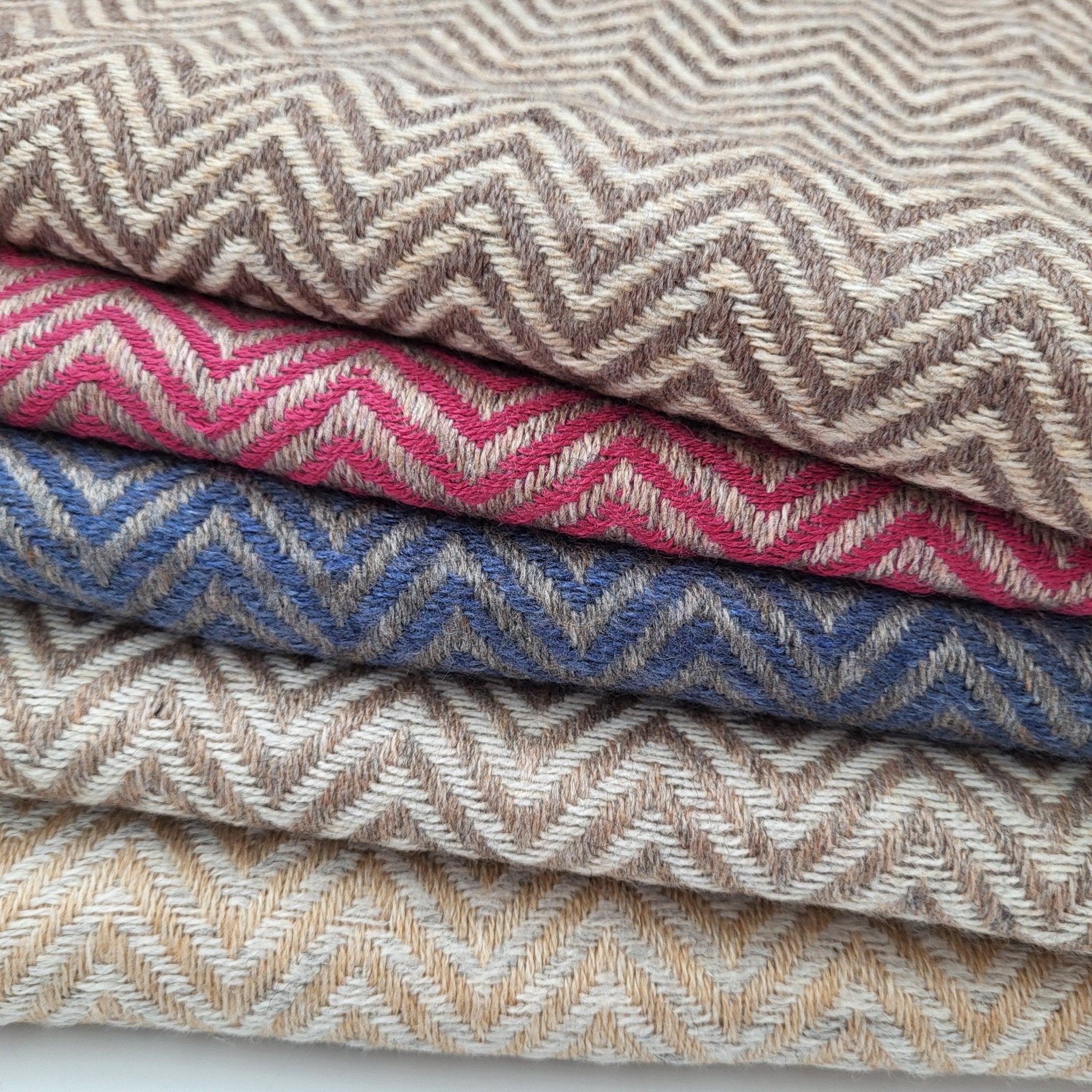Cashmere herringbone shawls in assorted natural colours