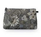 Black Flower Linen cosmetic bag, large