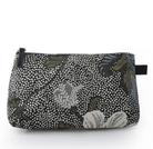 Flower Linen cosmetic bag in black, small