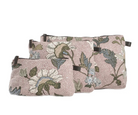 Dusty pink Flower Linen wash bag with a zip