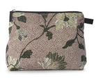 Dusty pink Flower Linen cosmetic bag, medium