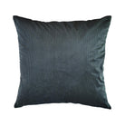 Green pinstripe velvet cushion, cotton, zip closure, detail view