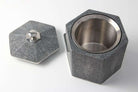 Charcoal faux shagreen Otis ice bucket by Forwood Design, styled with bar accessories