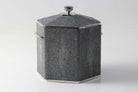 Charcoal faux shagreen ice bucket, 18 x 20 x 21 cm, detail view with handles