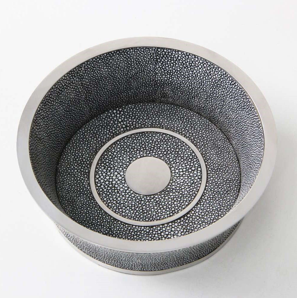 Faux shagreen wine coaster in charcoal, 16 x 16 x 5 cm, stainless steel, Forwood Design