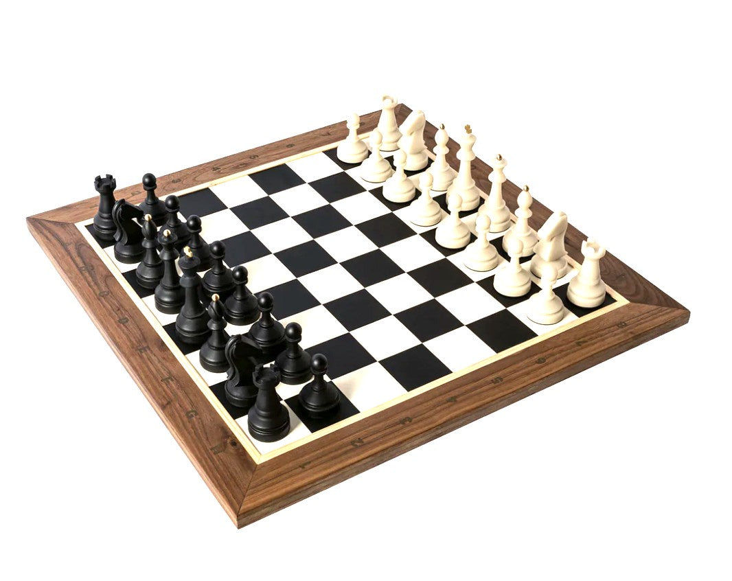 Tournament chess set with resin-concrete pieces, handcrafted in Vietnam