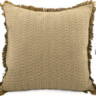 Recycled cotton cushion with a fringe in grey, yellow and white