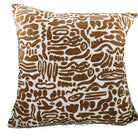 Nomad cushion cover in bronze, cream cotton with brown tribal print, 55 x 55 cm