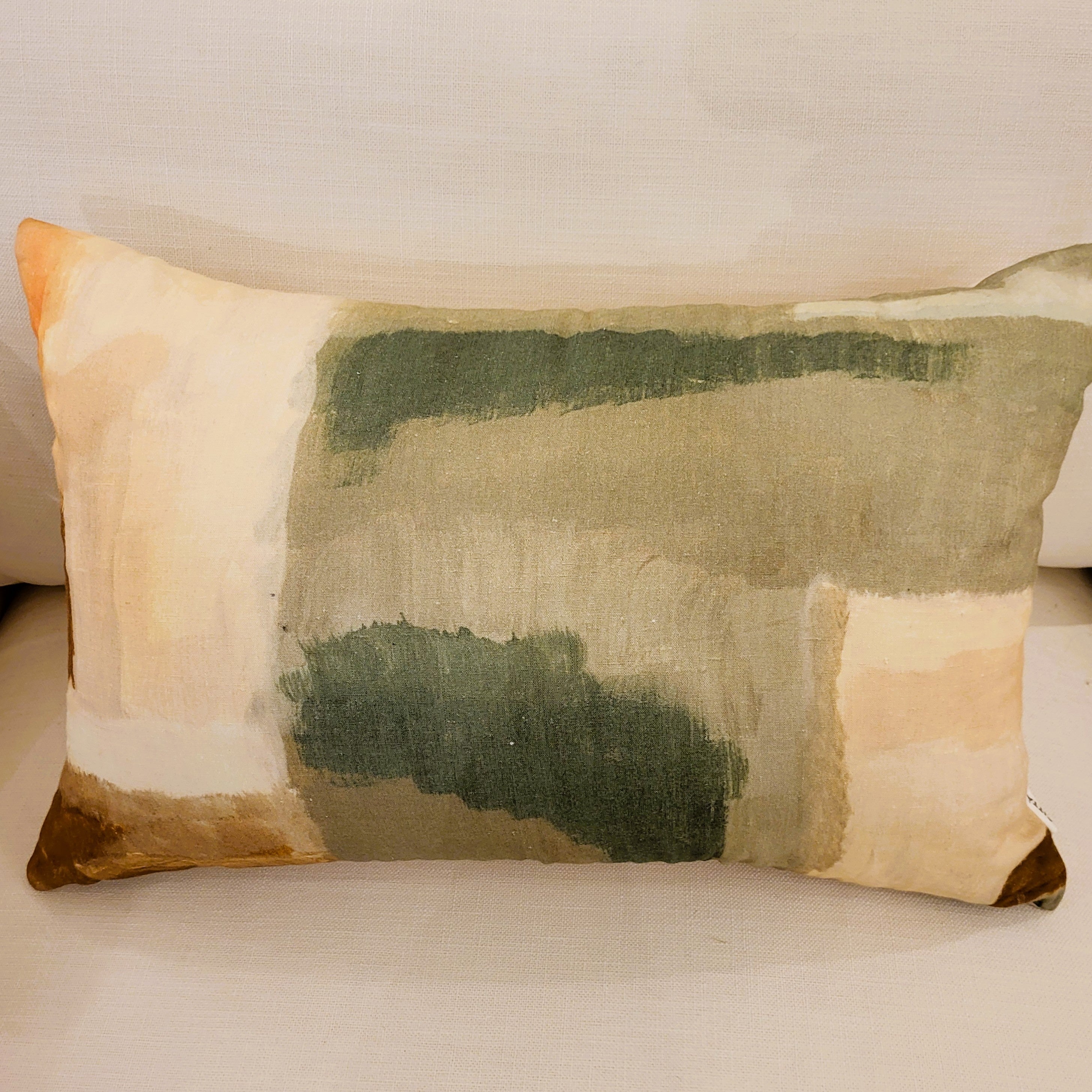 Firth cushion cover with an abstract print in cream and green, 60 x 40 cm