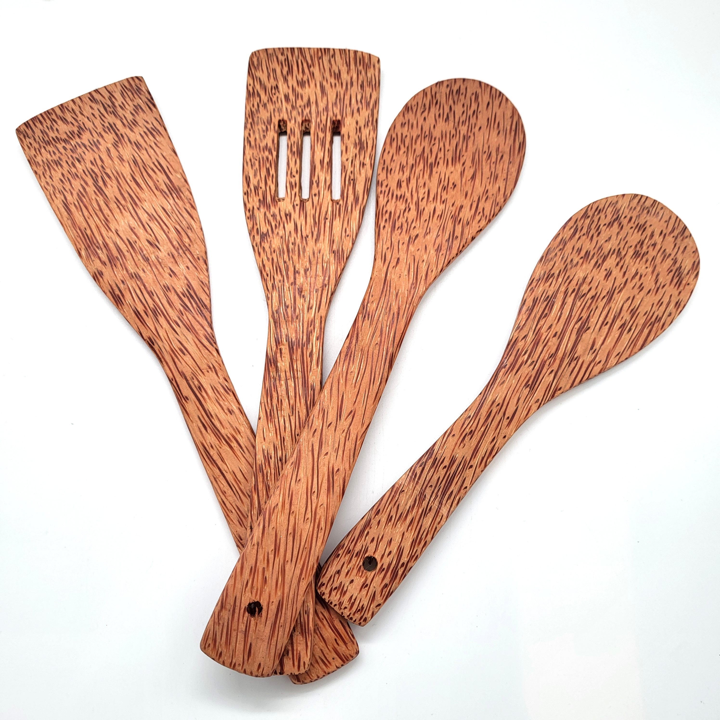 Set of 4 coconut wood kitchen servers