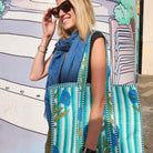 Quilted poppy block-print shopper bag