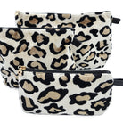 Velvet leopard-print cosmetic bag