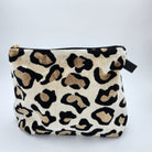 Velvet leopard cosmetic bag, medium