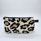 Velvet leopard cosmetic bag, small