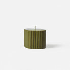 Costa pillar candle in ivy green, ribbed design, 8 cm high