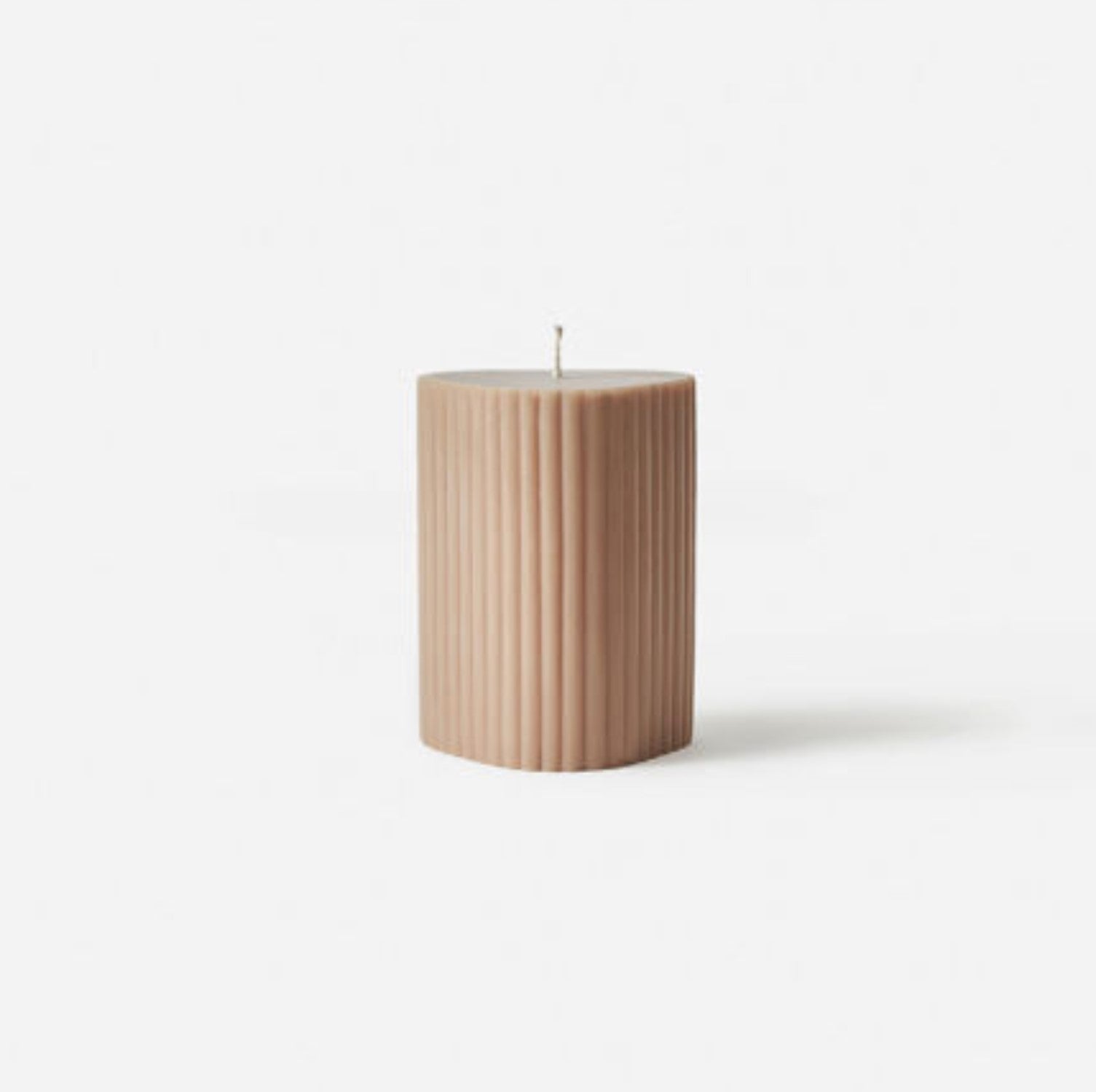 Costa pillar candle in oat, ribbed design, 12 cm high
