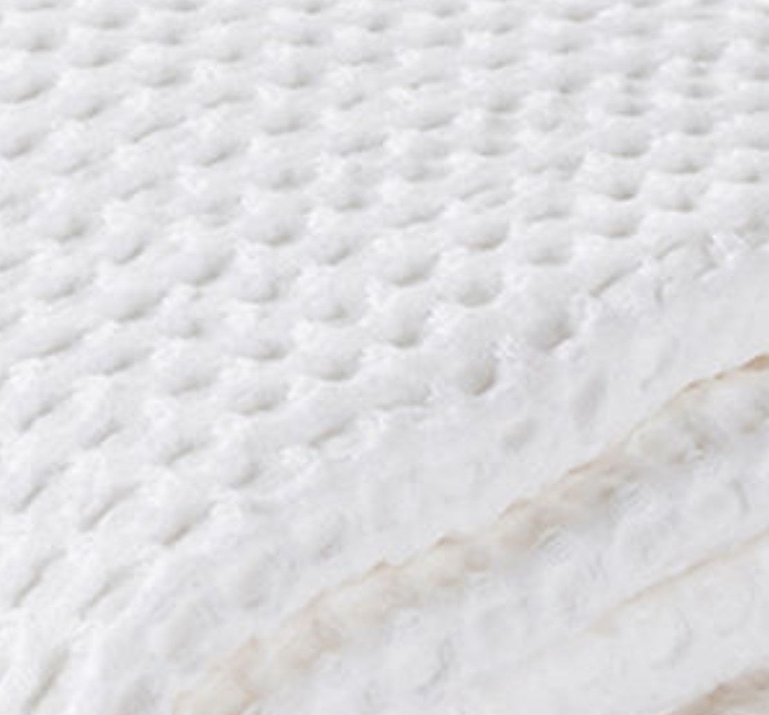 Lightweight white waffle cotton bedspread