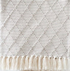 Portuguese mosaic recycled cotton throw in beige, 180 x 150 cm