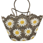 Crochet beach bag with a daisy design