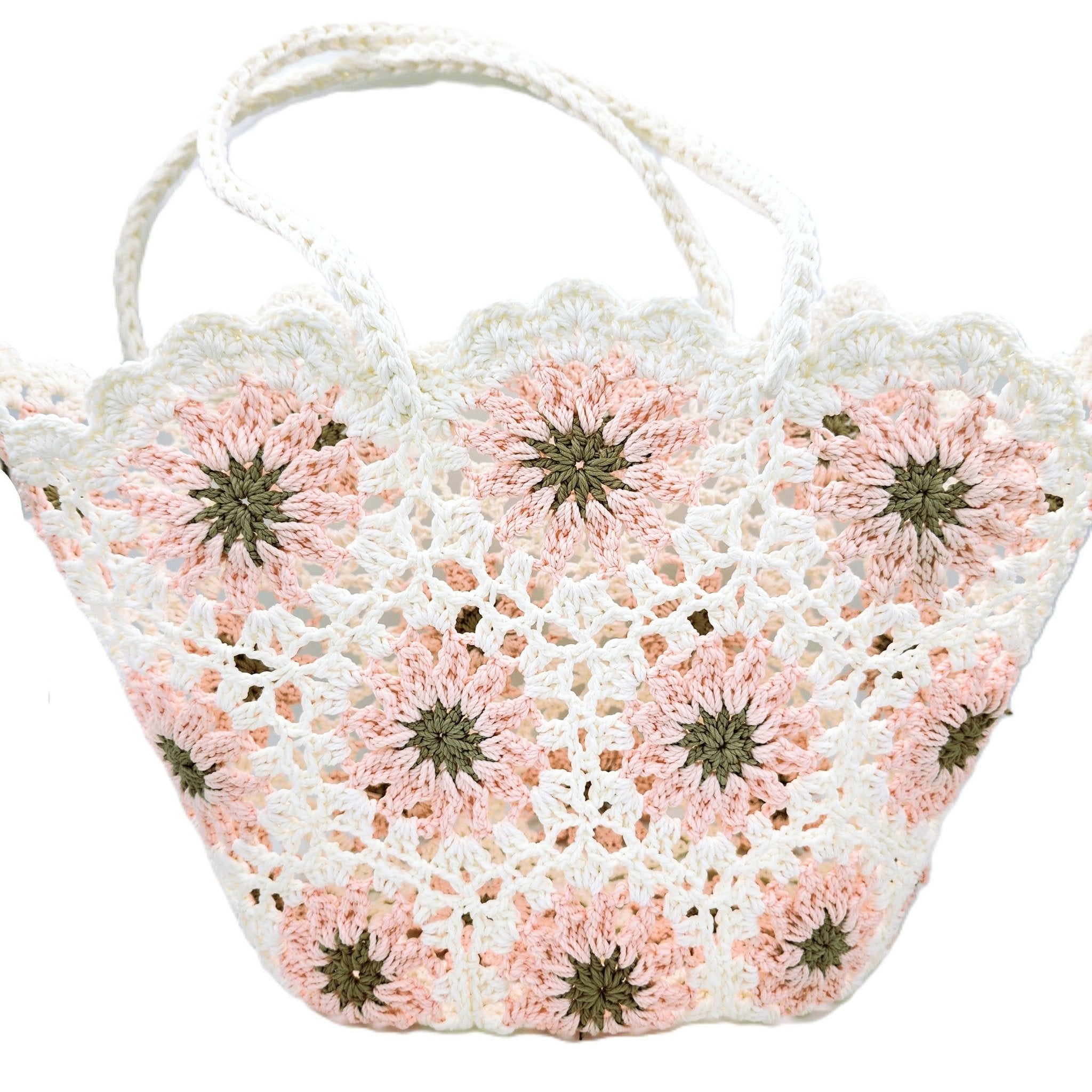 Crochet beach bag in pink
