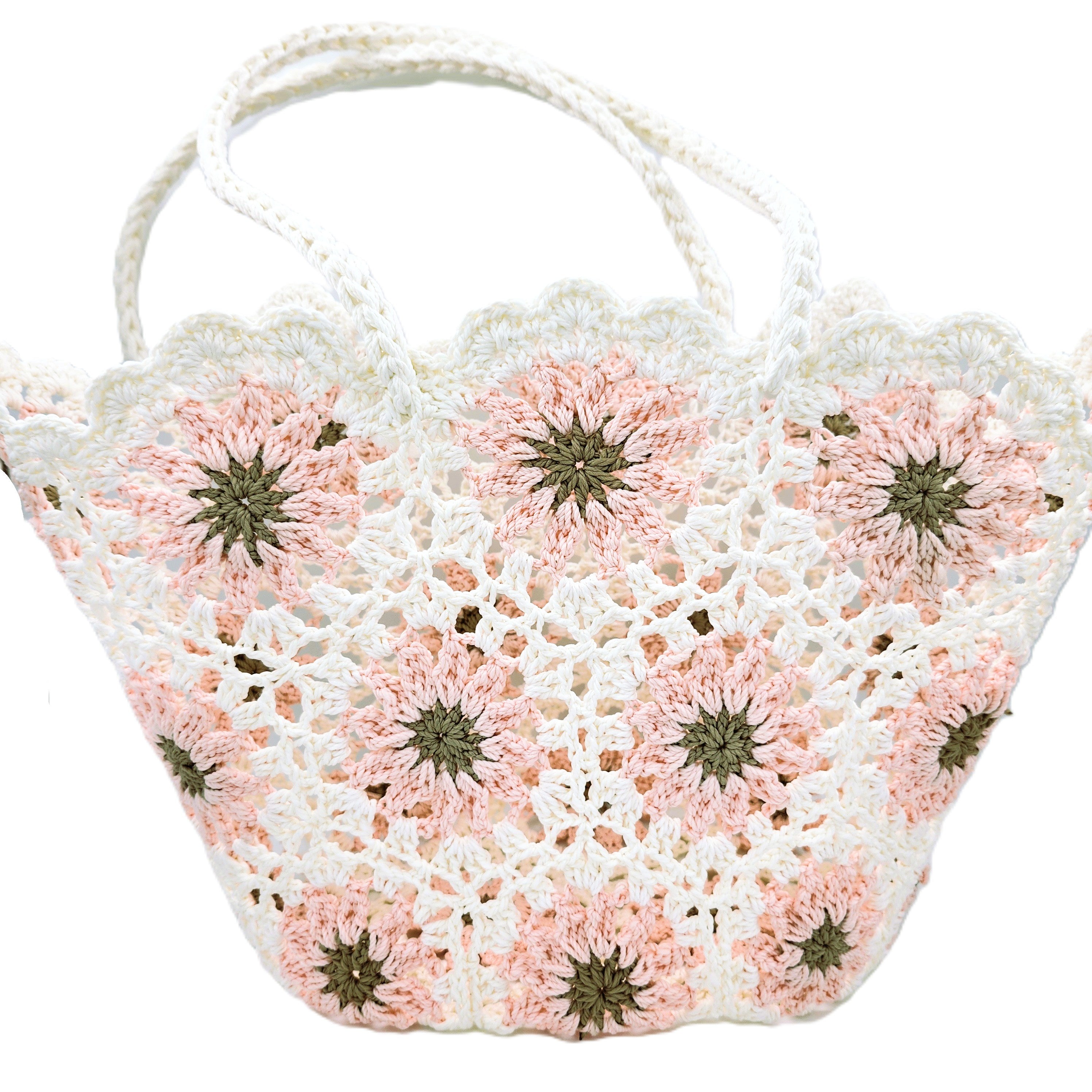 Crochet beach bag in pink