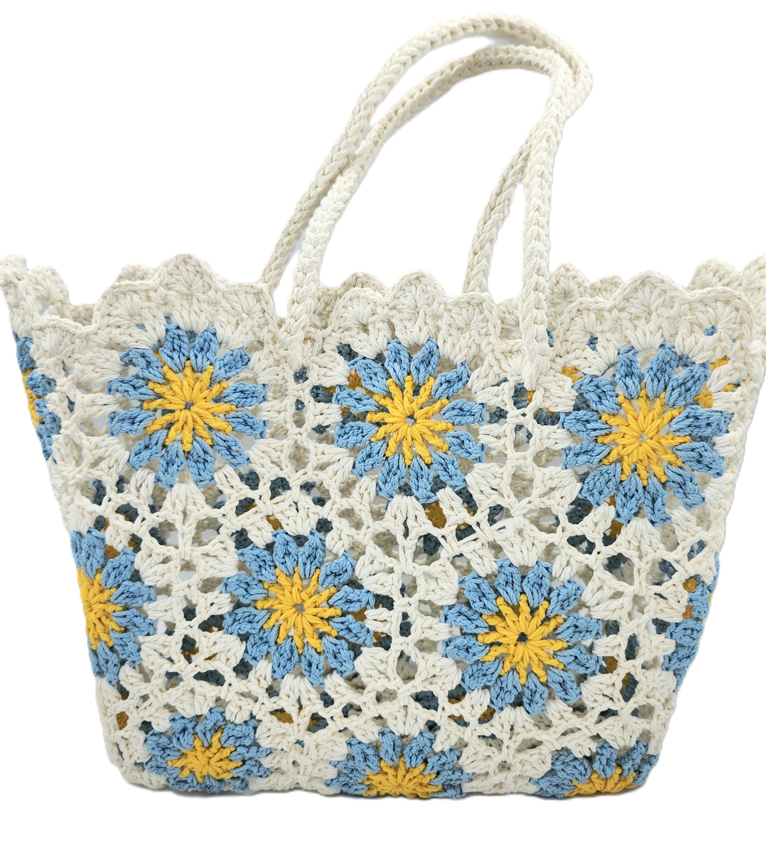 Crochet beach bag in blue