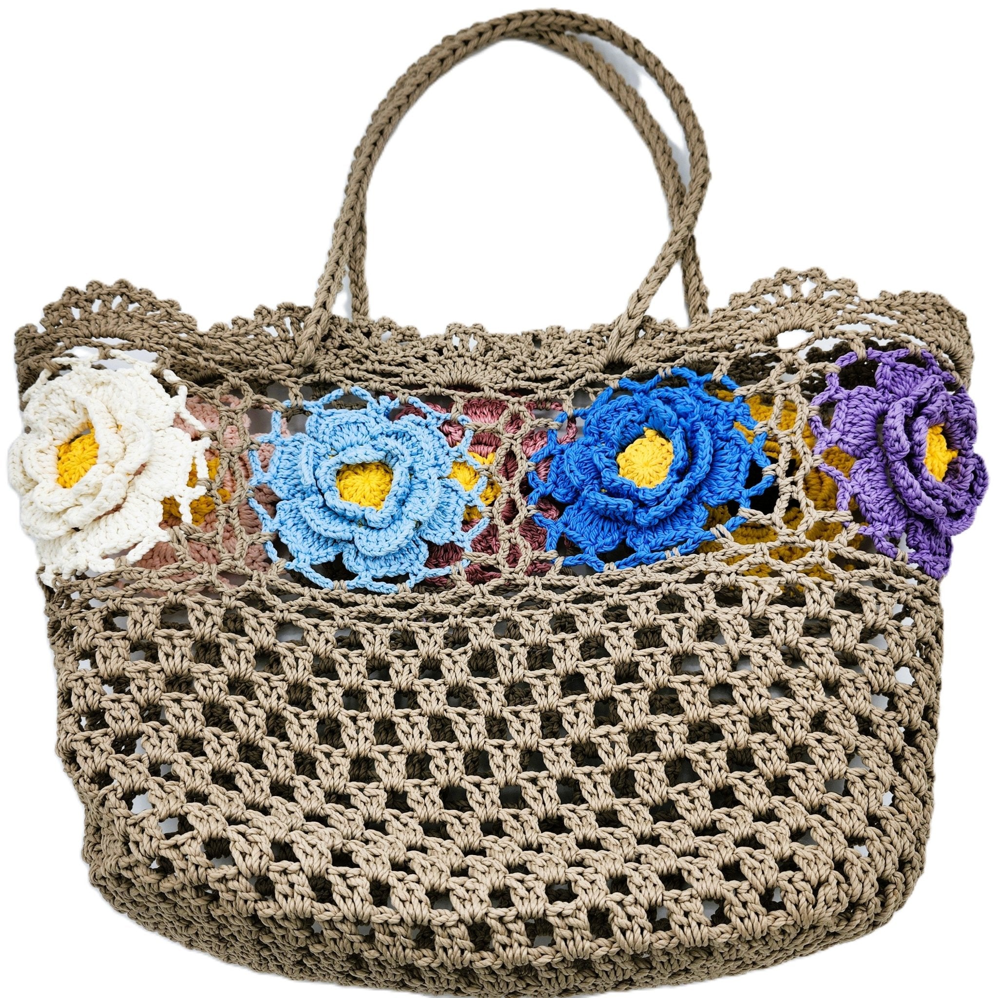 Crochet beach bag in multicolour
