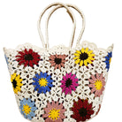 Multicolour daisy crochet beach bag