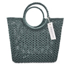 Crochet shoulder basket in dusky green