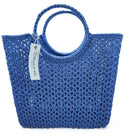 Crochet shoulder basket in light blue