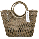 Crochet shoulder basket in taupe