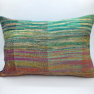 Handwoven Rainbow cushion in multicoloured linen and silk, 45 x 31 cm, India