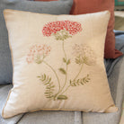 Linen cushion hand embroidered with spring blossom, 45 x 45 cm