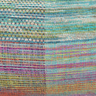 Multicoloured Rainbow handwoven cushion, linen and silk, India