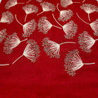 Dandelion embroidered pashmina in ruby, 75 x 210 cm, with all-over metallic thread motif