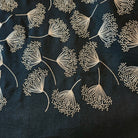 Black pashmina shawl embroidered all over with a dandelion motif in metallic thread, 75 by 210 cm approx