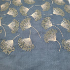 Dandelion embroidered pashmina in blue, 75 x 210 cm, with all-over metallic thread motif