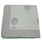King block-print cotton dohar blanket with a pink palm print, 270 x 270 cm, machine washable