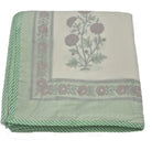 King cotton dohar blanket with a block-print poppies design, 270 x 270 cm, a light alternative to a duvet