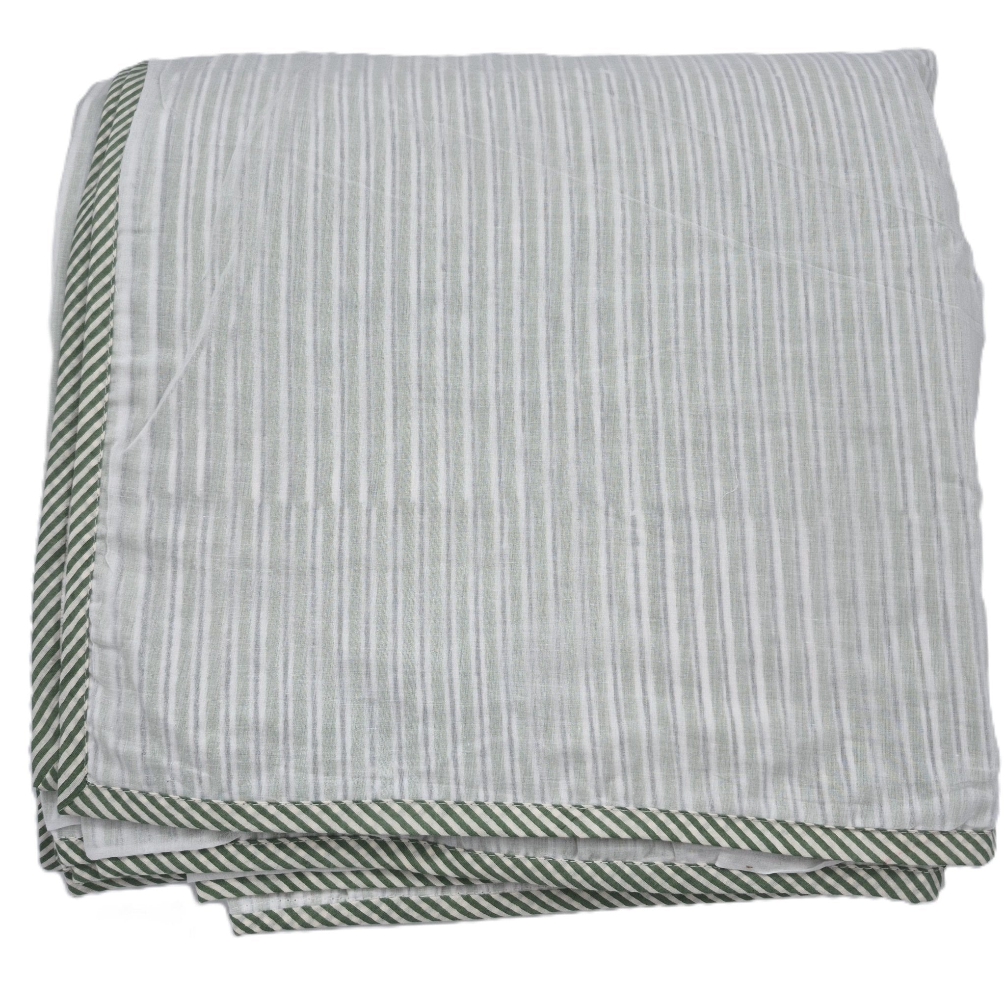 King block-print cotton dohar blanket in a stripe design, 270 x 270 cm, a light alternative to a duvet