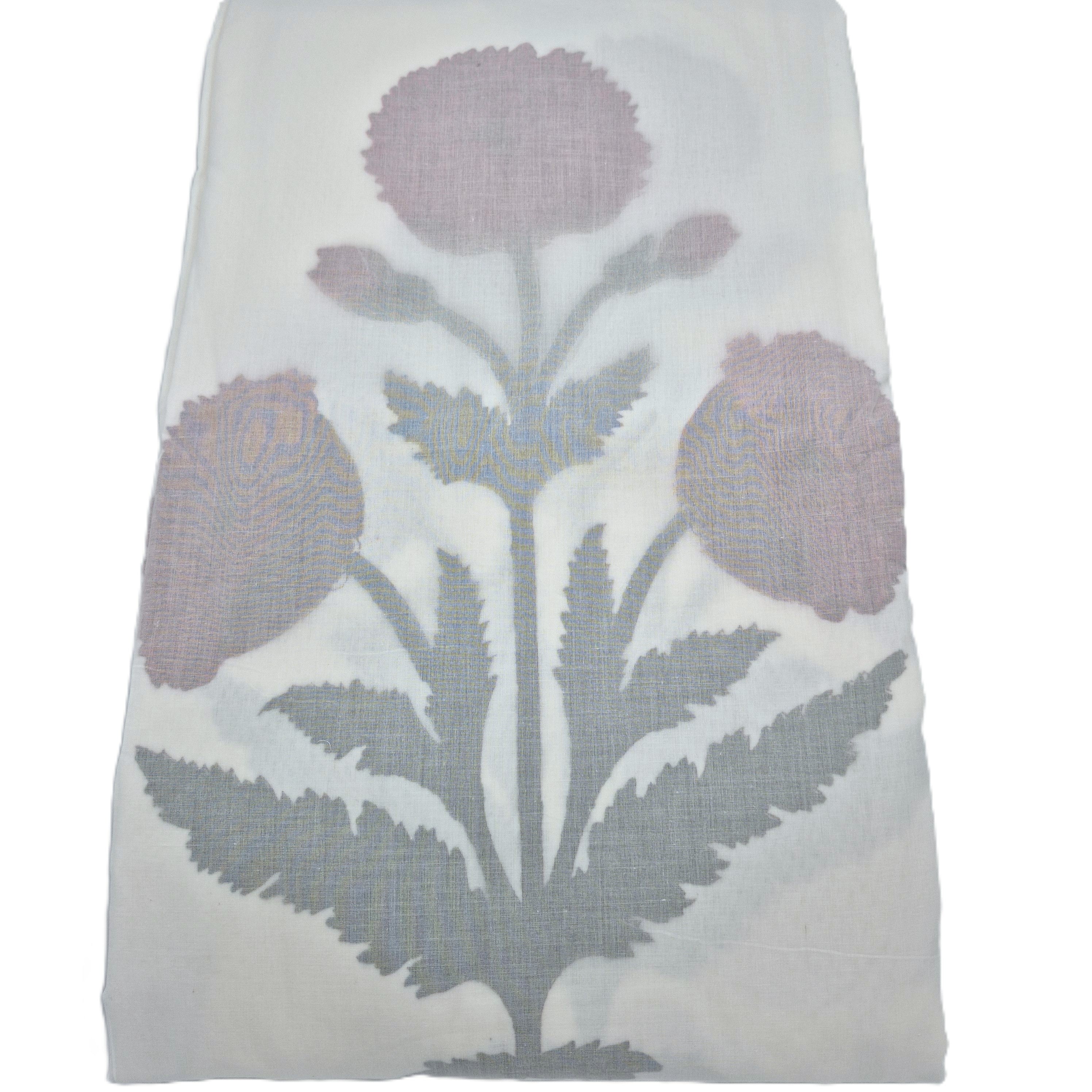 Queen block-print cotton dohar blanket with a poppy print, 225 x 270 cm, machine washable, made of voile layers