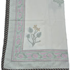 Queen block-print cotton dohar blanket with a floral print, 225 x 270 cm, machine washable