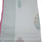 Single block-print cotton dohar blanket with cypress trees and flowers, 150 x 225 cm